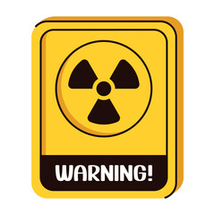 Radiation hazard icon. Radiation warning symbol isolated on white background. Shape of rectangle