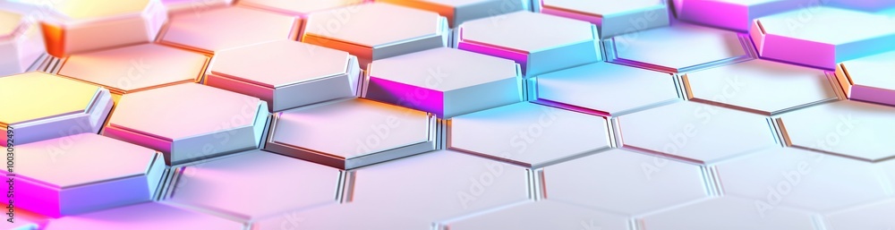 Poster design a banner or header using an abstract background and geometric pattern with hexagons