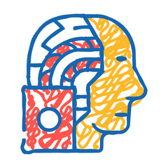 artificial intelligence robot doodle icon sketch vector. artificial intelligence robot sign. isolated symbol illustration