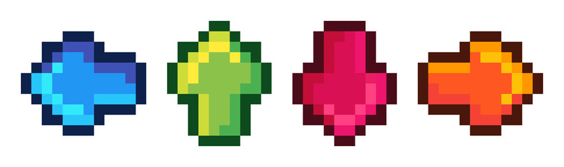 Transparent colorful arrows for rhythm games pixel art