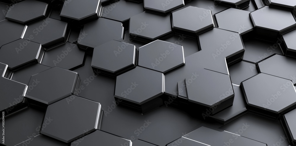 Poster hexagonal metallic abstract background with dark 3d geometric texture illustration. grid pattern. pu
