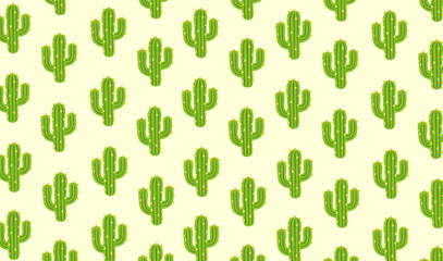 Vector pattern of green cactus. Flat graphic illustration.