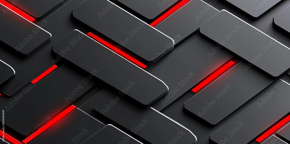 Aufkleber the abstract geometric dynamic of a red line on a black background reflects the future technology of