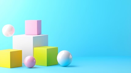 Obraz premium Pastel color background with geometric shapes. Stock