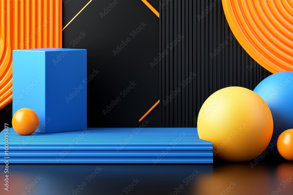 Poster a geometric abstract pattern in a square box. stock image
