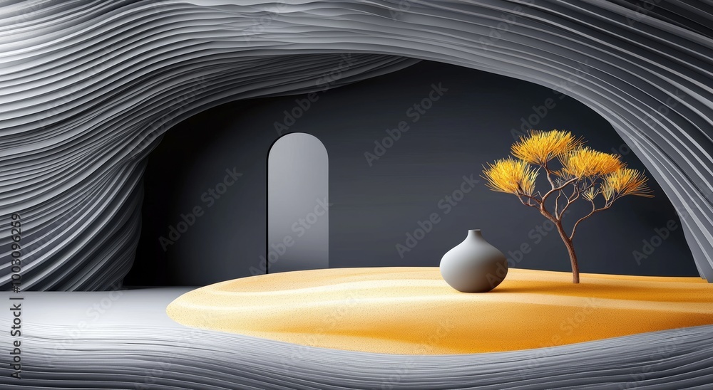 Poster geometric concrete wall design abstract architecture background 3d render