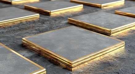 Geometric concrete wall design with abstract architecture background in 3D