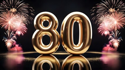 80th Anniversary logo with gold fireworks in the background Promotion.