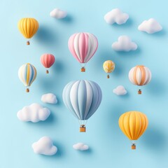 Colorful Hot Air Balloons with Soft Clouds in Sky