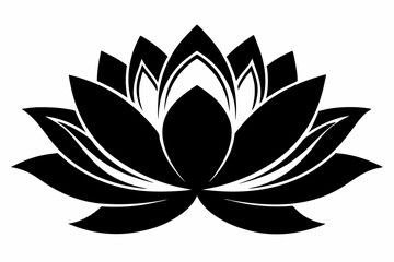 A cute lotus flower for log silhouette black Vector art illustration 