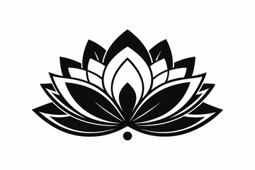 A cute lotus flower for log silhouette black Vector art illustration 