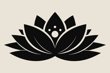 A cute lotus flower for log silhouette black Vector art illustration 