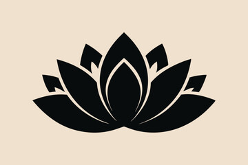 A cute lotus flower for log silhouette black Vector art illustration 