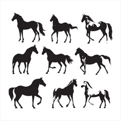 horse silhouettes set