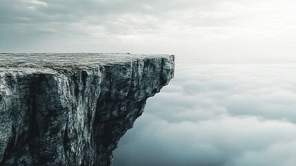 Gap of the abyss cliff edge on the gray cloudy sky, The challenge route for successful concept background