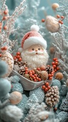 Obraz premium Santa Claus ornament in a snowy Christmas setting.