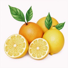 Watercolor illustration of isolated yellow citrus fruit in leaves - ideal for packaging design