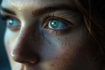 Fototapeta premium A woman with blue eyes and red hair