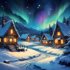 Gem&auml;lde - Winterlandschaft - Psychedelische Farben