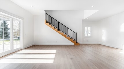 Modern Interior with Sunlight and Empty Space