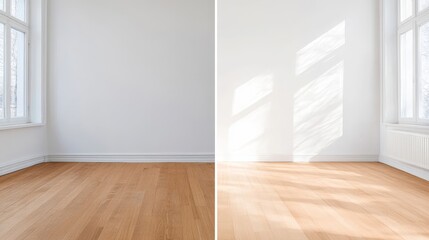 Bright Minimalist Room with Wooden Floor and Natural Light