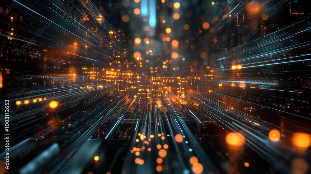 Poster abstract network information web science technology data center fiber optic cable 5g connection futu
