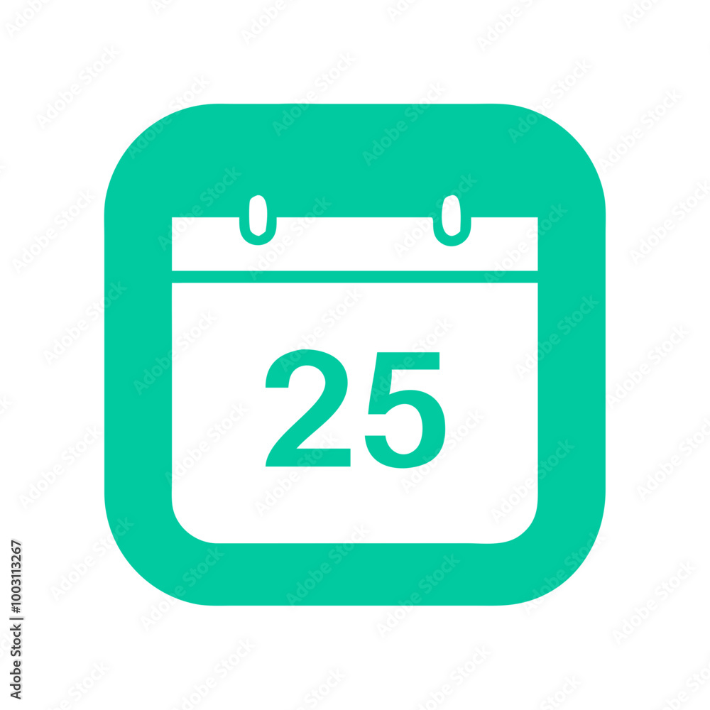 Poster calendar vector with date 25 for apps and digital interfaces