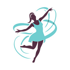  Elegant Dancer Silhouette in Motion Abstract Vector Illustration