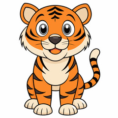 tiger, animal, cartoon, cat, vector, illustration, wild, mammal, cub, wildlife, zoo, cute, baby, isolated, safari, character, nature, animals, striped, feline, predator, jungle, art, orange, 