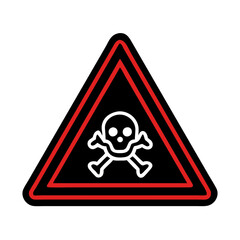 Toxic Hazard Warning Triangle with Skull and Crossbones Vector Illustration