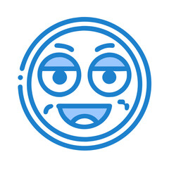 Obraz premium Playful Smiling Emoji Face with Blue Lines Expressing Amusement and Delight in Vector Art