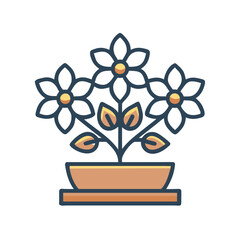  Elegant Floral Vector Illustration of Potted Decorative Blooms for Design Use