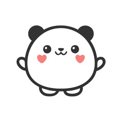 Naklejka premium Cute Kawaii Panda Vector with Pink Cheeks on Pastel Background for Kids Illustration