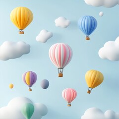 Naklejka premium Colorful Hot Air Balloons in a Bright Sky