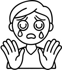 Obraz premium Sad Crying Character Vector with Hands Raised in Distress Emotion Illustration