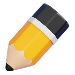 Yellow pencil isolated Back to school and education minimal icon 3D illustration