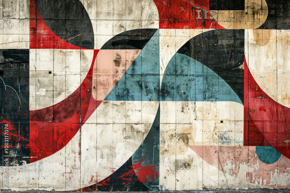 Poster a colorful abstract painting with a red circle in the middle