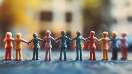 Figures representing a support group focused on building determination and maintaining focus on personal goals