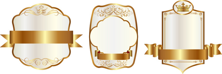set of decorative frames with crown
