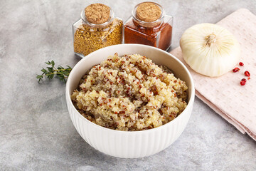 Vegan cuisine - boiled quinoa cereal