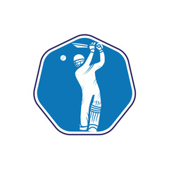 Cricket player logo design vector. Icon Symbol.