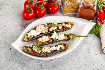 Grilled eggplant with feta cheese