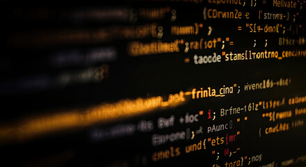 Closeup of programming codes on a computer screen.