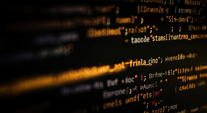 Closeup of programming codes on a computer screen.