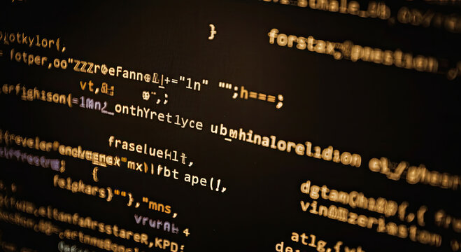 Closeup of programming codes on a computer screen.
