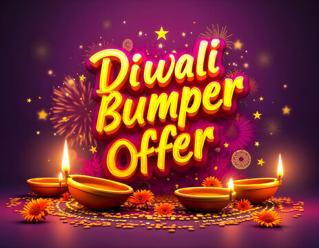 Celebrate Diwali with vibrant elegance! Discover our Diwali Bumper Offer, surrounded by glowing diyas, colorful rangoli, and sparkling fireworks, amidst floating marigold flowers and shimmering stars.