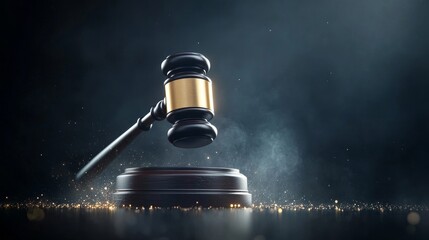 Elegant Gavel with Dramatic Lighting and Smoke Effects