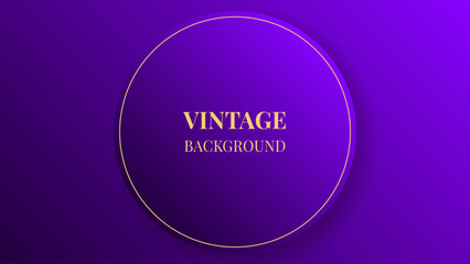 Purple gradient abstract background with gold round, line and shadows. Modern geometric pattern. Shiny poster or web banner template	