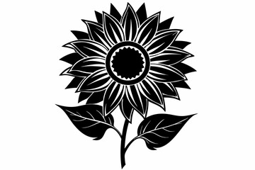 Fototapeta premium A Sunflower flower silhouette black Vector art illustration