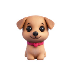Fototapeta premium Cute cartoon puppy with a pink collar, isolated on a white background. transparent background